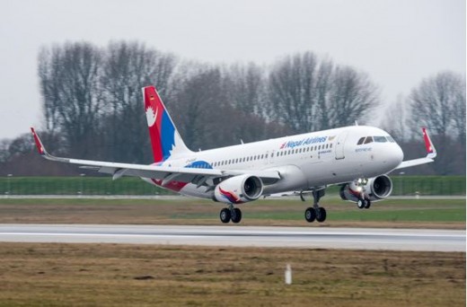  नेपाल एयरलाइन्सको नयाँ  एयरबस ए-३२० जहाज   सौंजन्य- एयरबस न्यूज ।  