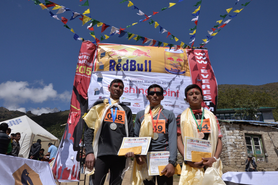 Everest Marathon Winners from Left - Second Mr. Surendra Banet, First Mr. Bhim Bahadur Guring and Third Mr. Pasang Lama