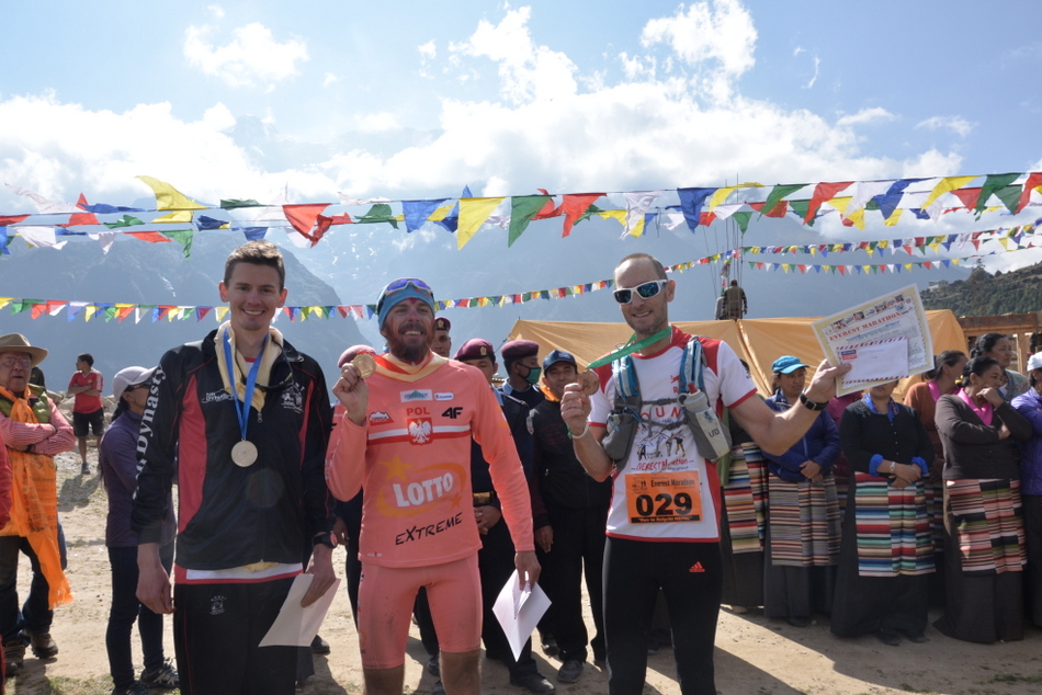 Group photo of the Marathon winners in the foreigners catagory, from left Mr. Leif David Christenses, First Mr Robert Celenski and Third Mr. Daniel Keren